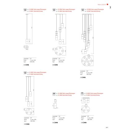 Redo 01-2027 - Lampadario a sospensione con filo IWI 9xE27/42W/230V nero