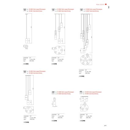 Redo 01-2027 - Lampadario a sospensione con filo IWI 9xE27/42W/230V nero