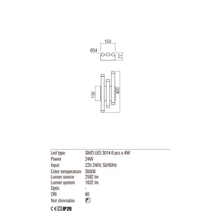 Redo 01-2036 - Applique a LED MADISON 6xLED/4W/230V oro