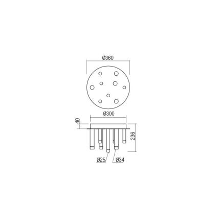 Redo 01-2042 - Plafoniera LED MADISON 9xLED/4W/230V cromo lucido/nero/rame