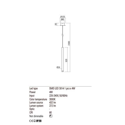 Redo 01-2043 - Lampadario LED a sospensione con filo MADISON LED/4W/230V oro