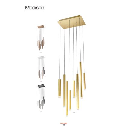 Redo 01-2046 - Lampadario LED a sospensione con filo MADISON 8xLED/4W/230V oro