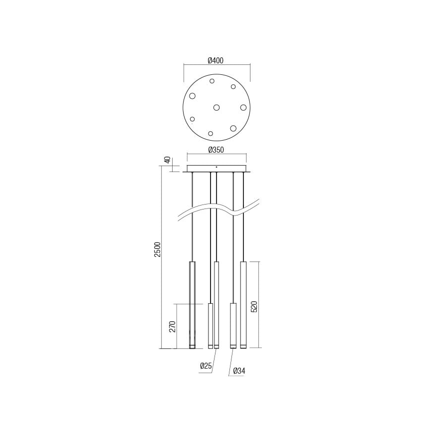 Redo 01-2050 - Lampadario LED a sospensione con filo MADISON 8xLED/4W/230V oro