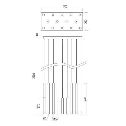 Redo 01-2054 - Lampadario LED a sospensione con filo MADISON 14xLED/4W/230V oro