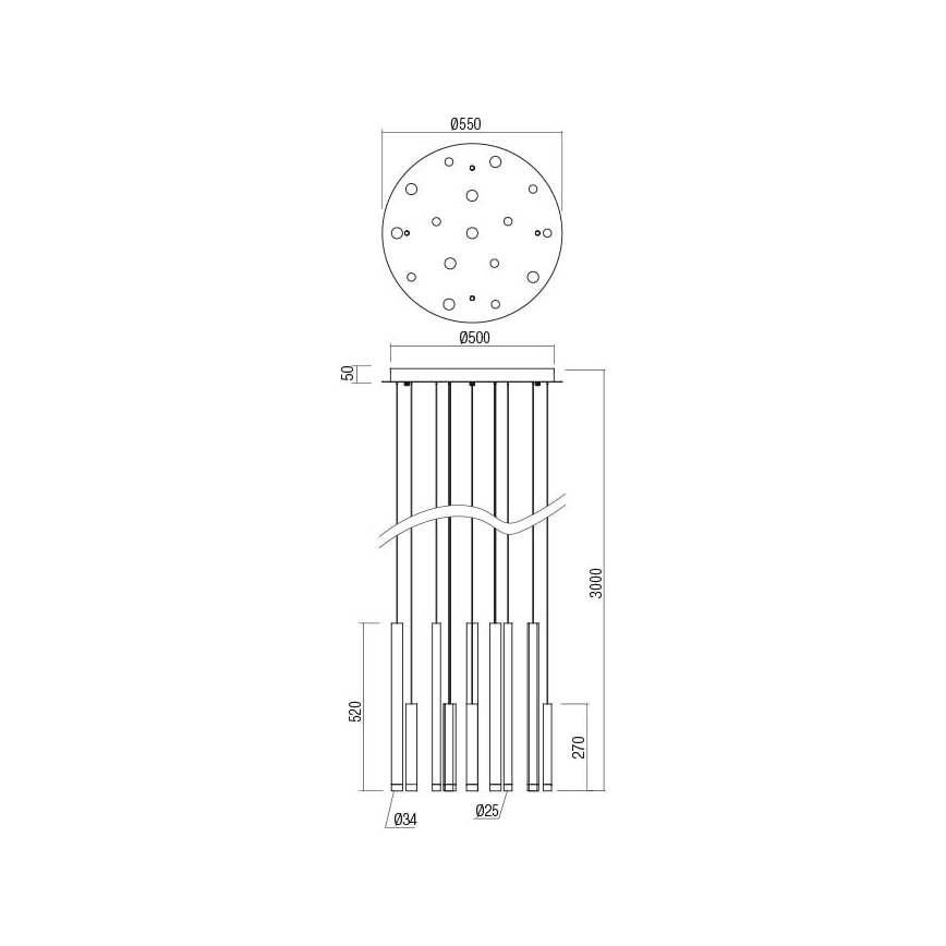 Redo 01-2059 - Lampadario LED a sospensione con filo MADISON 16xLED/4W/230V rame