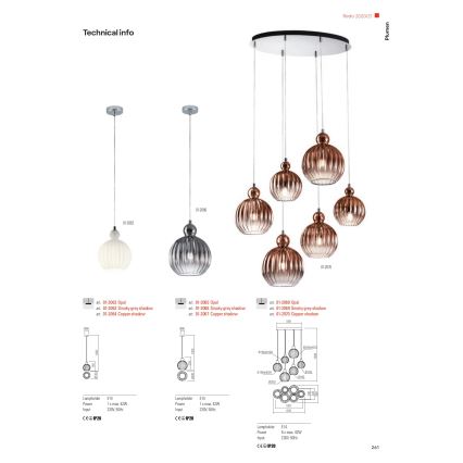 Redo 01-2064 - Lampadario sospeso a cavo PLUMEN 1xE14/42W/230V Ø 15 cm, rame