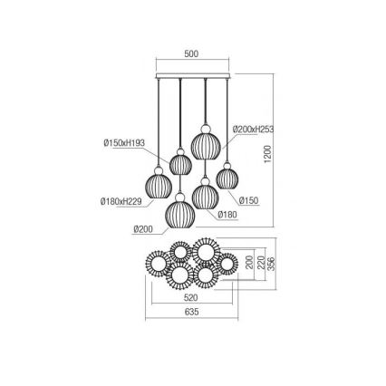 Redo 01-2069 - Lampadario a sospensione con filo PLUMEN 6xE14/42W/230V grigio