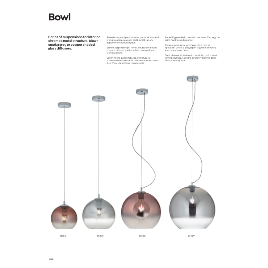 Redo 01-2076 - Lampadario a sospensione con filo BOWL 1xE27/42W/230V diametro 30 cm rame