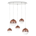 Redo 01-2080 - Lampadario a sospensione con filo BOWL 5xE27/42W/230V rame