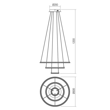 Redo 01-2173 - Lampadario LED a sospensione con filo NUNZIA LED/54W/230V