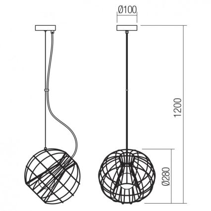 Redo 01-2174 - Lampadario a sospensione con filo GALLILEO 1xE27/42W/230V