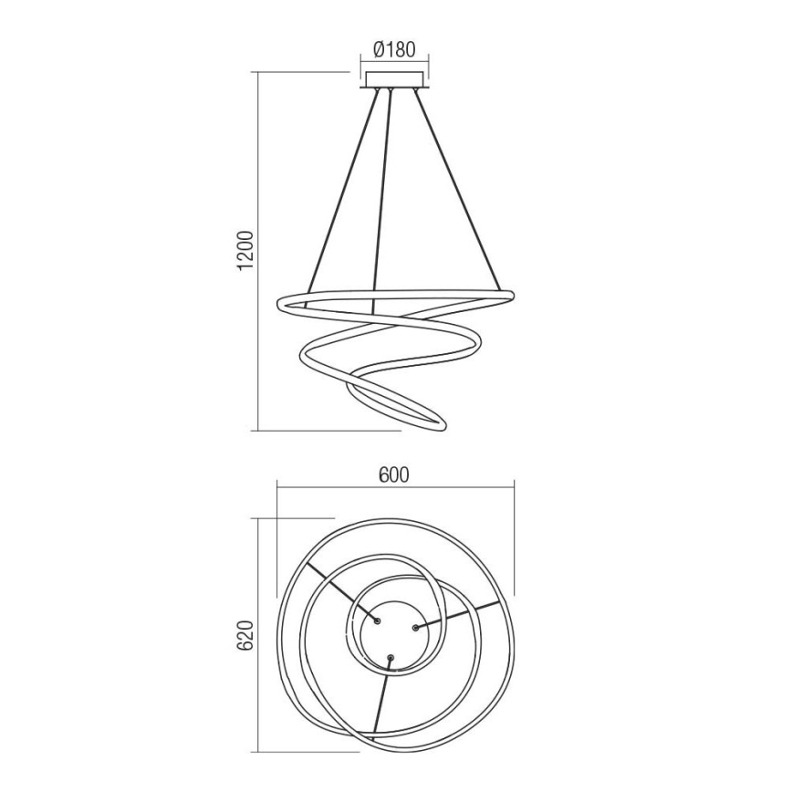 Redo 01-2191 - Lampadario LED Dimmerabile su corda SINTRA LED/57W/230V