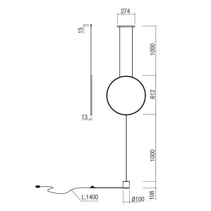 Redo 01-2197 - Lampada LED da terra SLICK LED/19W/230V nero