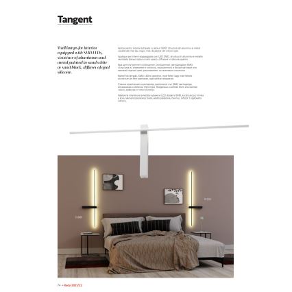 Redo 01-2200 - Applique LED TANGENT LED/14W/230V 3000K 125,4 cm bianco