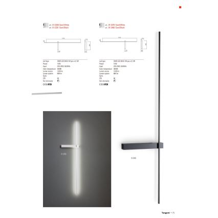 Redo 01-2200 - Applique LED TANGENT LED/14W/230V 3000K 125,4 cm bianco