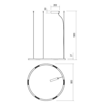 Redo 01-2205 - Lampadario LED a sospensione con filo UNION LED/50W/230V CRI 90 3000K diametro 90 cm bianco