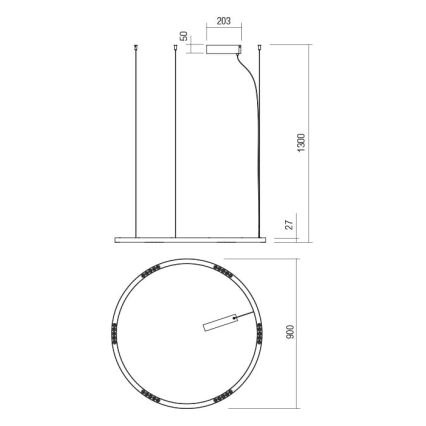 Redo 01-2205 - Lampadario LED a sospensione con filo UNION LED/50W/230V 3000K diametro 90 cm bianco