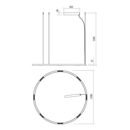 Redo 01-2208 - Lampadario LED a sospensione con filo UNION LED/68W/230V CRI 90 3000K diametro 120 cm bianco