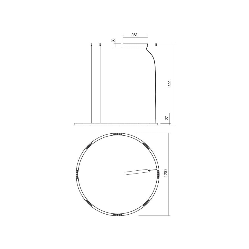 Redo 01-2208 - Lampadario LED a sospensione con filo UNION LED/68W/230V CRI 90 3000K diametro 120 cm bianco