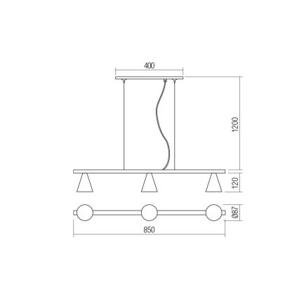 Redo 01-2218 - Lampadario a sospensione con filo ZUMA 3xGU10/15W/230V nero/oro