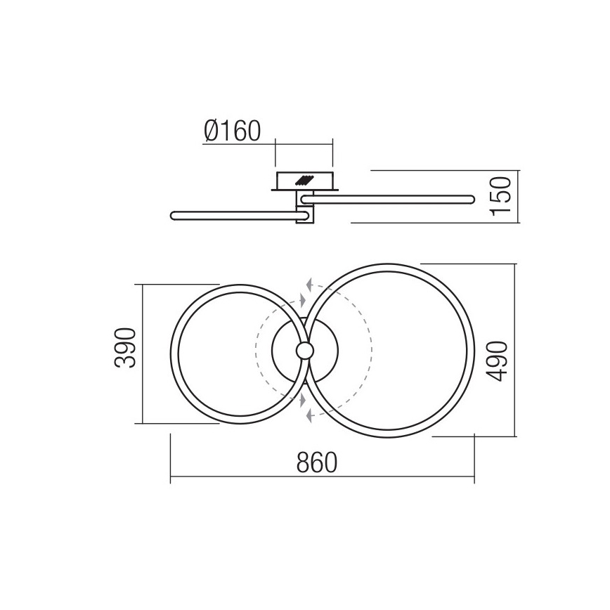 Redo 01-2224 - Lampadario a plafone LED dimmerabile SPELL LED/43W/230V 3000K cromo lucido