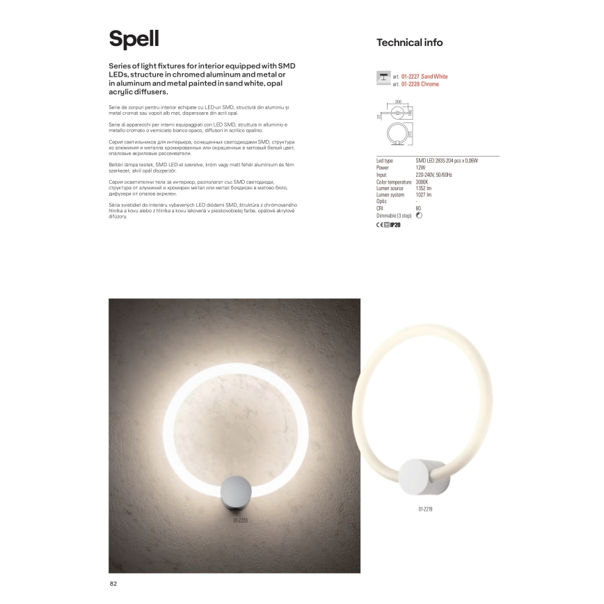 Redo 01-2226 - Lampadario a plafone LED dimmerabile SPELL LED/54W/230V 3000K cromo lucido