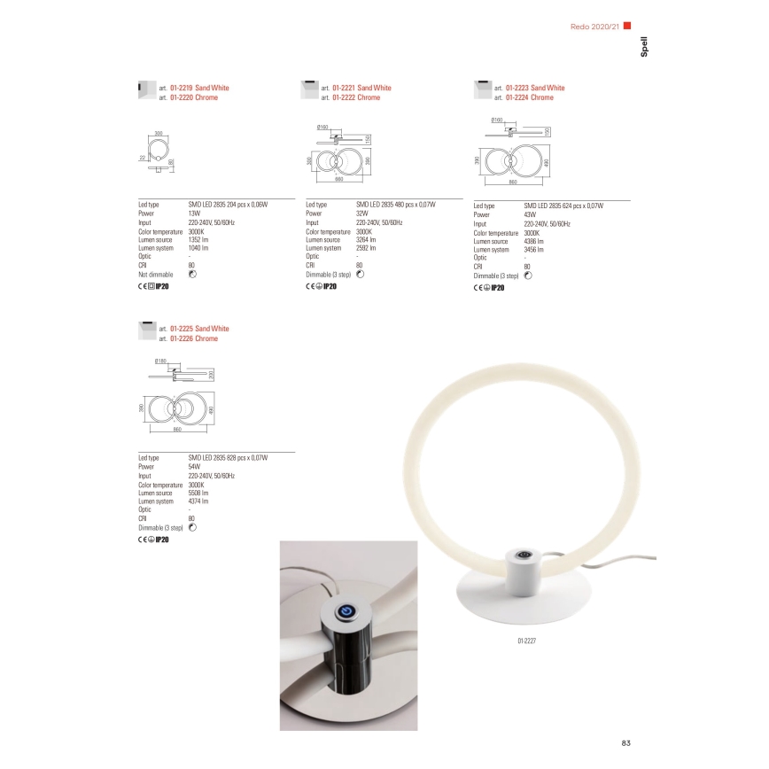 Redo 01-2226 - Lampadario a plafone LED dimmerabile SPELL LED/54W/230V 3000K cromo lucido
