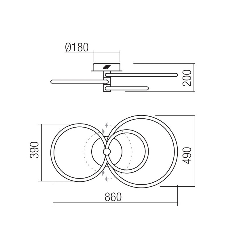 Redo 01-2226 - Lampadario a plafone LED dimmerabile SPELL LED/54W/230V 3000K cromo lucido