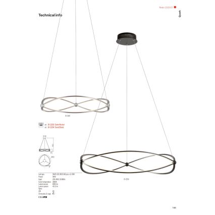 Redo 01-2254 - Lampadario a sospensione con filo LED dimmerabile QUARK LED/54W/230V 3000K diametro 80 cm nero