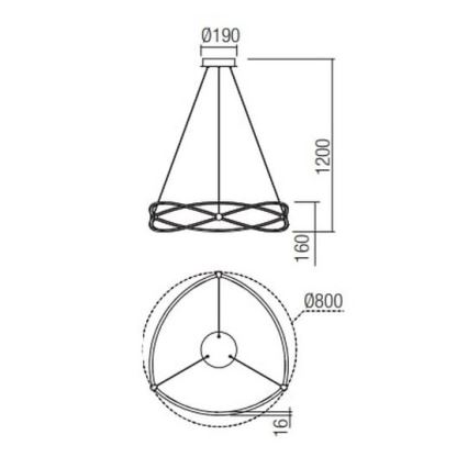 Redo 01-2254 - Lampadario a sospensione con filo LED dimmerabile QUARK LED/54W/230V 3000K diametro 80 cm nero