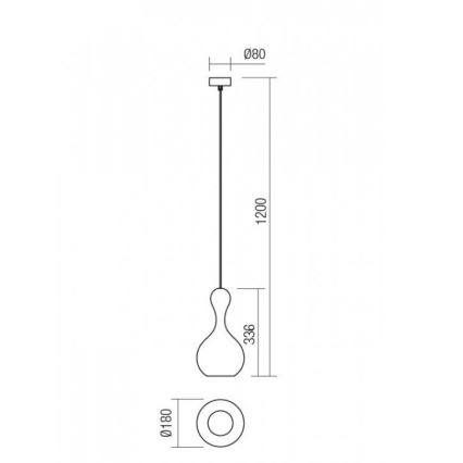 Redo 01-2256 - Lampadario a sospensione con filo LOB 1xE27/42W/230V diametro 18 cm grigio