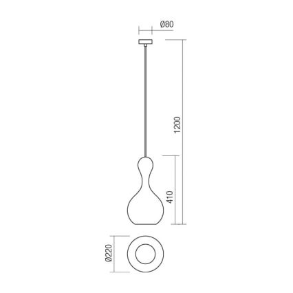 Redo 01-2260 - Lampadario a sospensione con filo LOB 1xE27/42W/230V diametro 22 cm rame