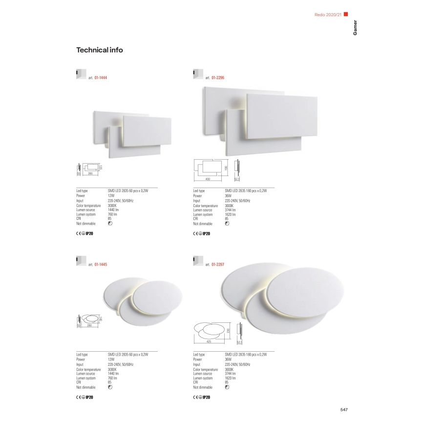 Redo 01-2297 - Lampada da parete LED GAMER LED/36W/230V bianca