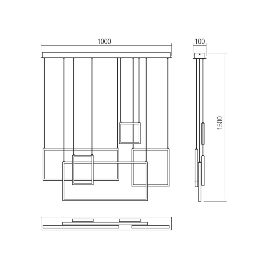 Redo 01-2318 - Lampadario a sospensione con filo LED dimmerabile PLANA LED/80W/230V nero