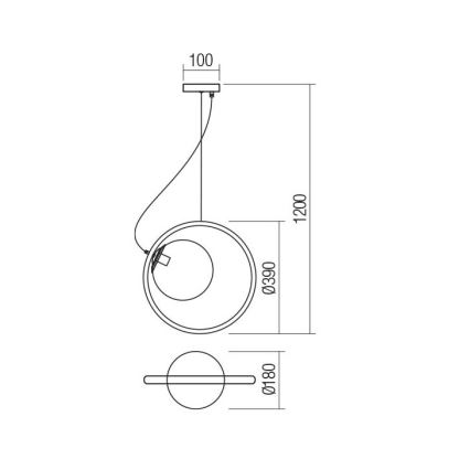 Redo 01-2322 - Lampadario a sospensione con filo KLEIDI 1xE27/42W/230V diametro 39 cm nero