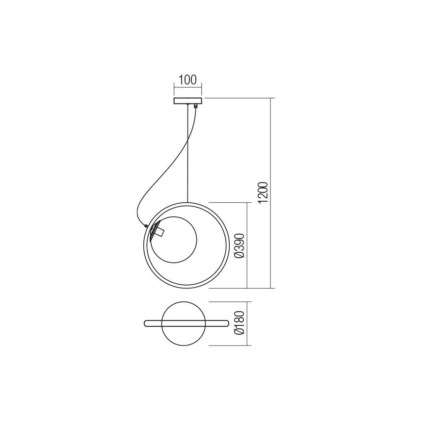 Redo 01-2322 - Lampadario a sospensione con filo KLEIDI 1xE27/42W/230V diametro 39 cm nero
