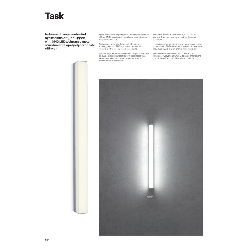 Redo 01-2330 - Specchio da bagno illuminato TASK LED/18W/230V 90 cm CRI 90 IP44 cromo lucido