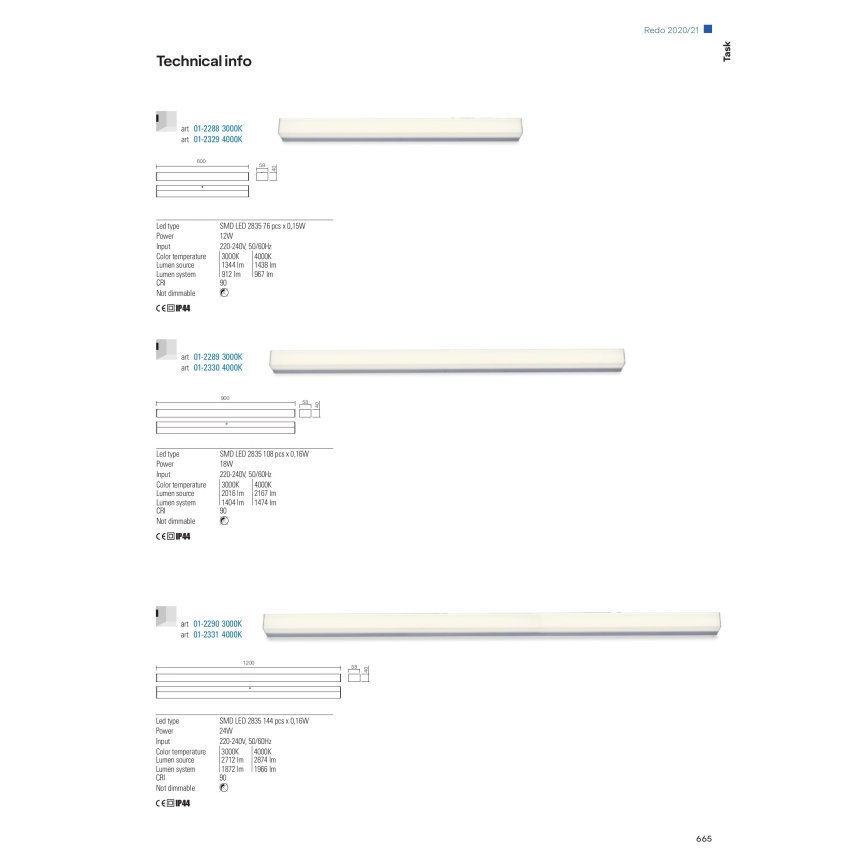 Redo 01-2330 - Specchio da bagno illuminato TASK LED/18W/230V 90 cm CRI 90 IP44 cromo lucido