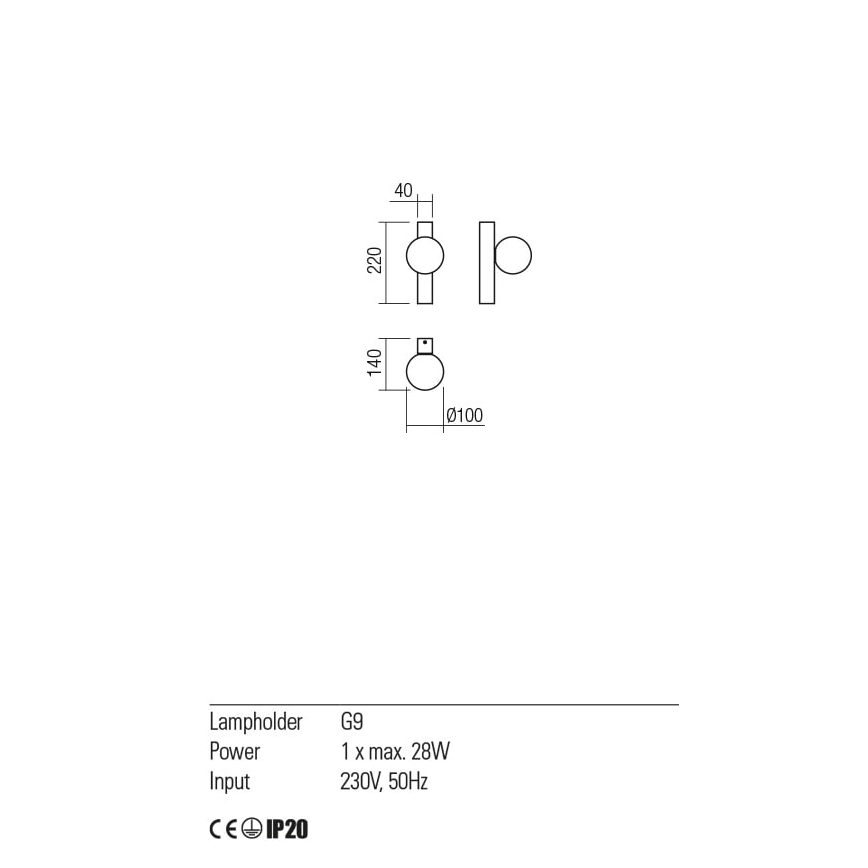 Redo 01-2372 - Applique GOJI 1xG9/28W/230V oro