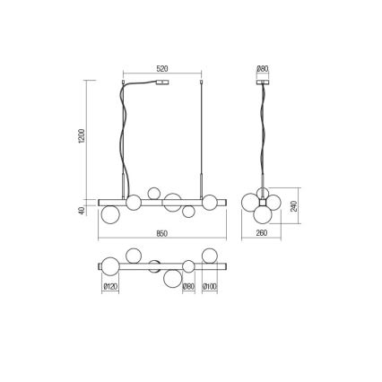 Redo 01-2374 - Lampadario a sospensione con filo GOJI 6xG9/28W/230V oro