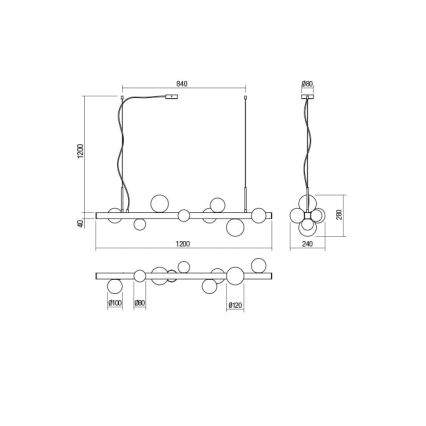 Redo 01-2376 - Lampadario a sospensione con filo GOJI 8xG9/28W/230V oro