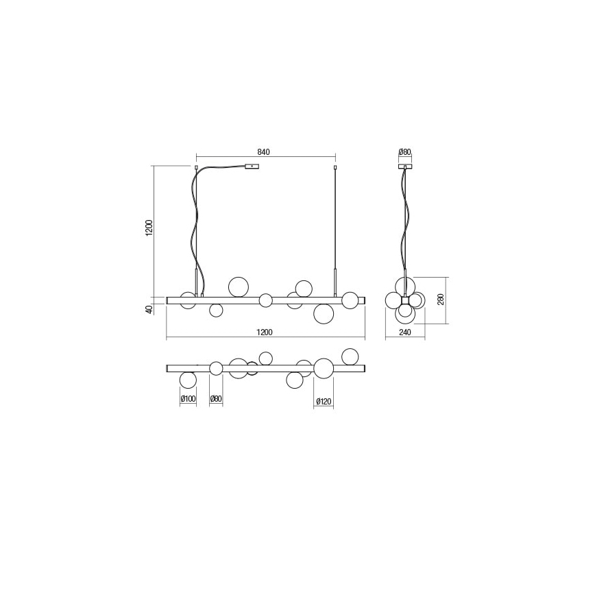Redo 01-2376 - Lampadario a sospensione con filo GOJI 8xG9/28W/230V oro