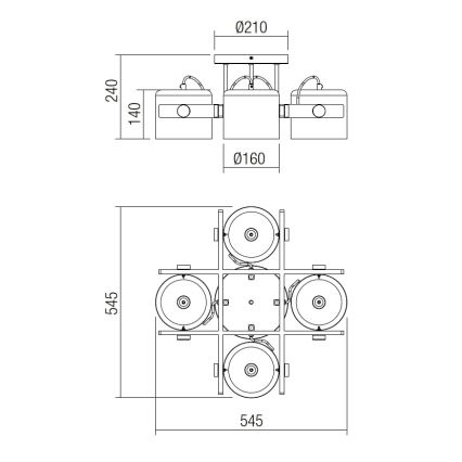 Redo 01-2401 - Lampadario a plafone POOH 4xE27/42W/230V faggio