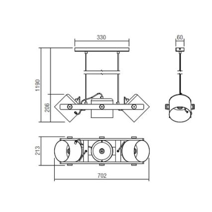 Redo 01-2403 - Lampadario a sospensione con filo POOH 3xE27/42W/230V faggio