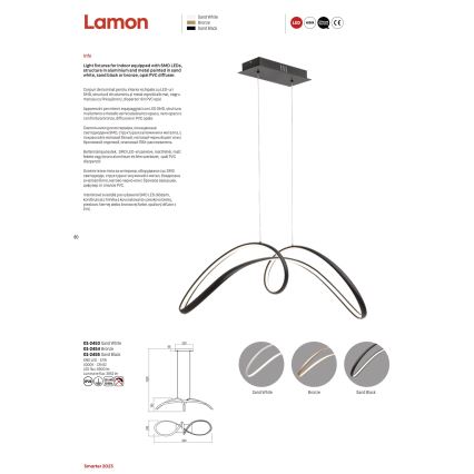 Redo 01-2455 - Lampadario LED a sospensione con filo LAMON LED/57W/230V nero