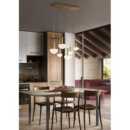 Redo 01-2476 - Lampadario a sospensione su cavo LUMIEN 6xG9/10W/230V oro/bianco