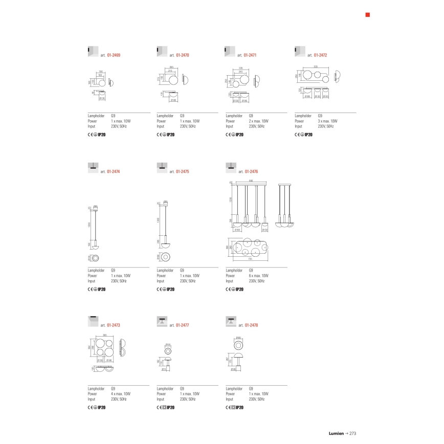 Redo 01-2476 - Lampadario a sospensione su cavo LUMIEN 6xG9/10W/230V oro/bianco