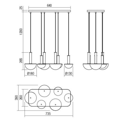 Redo 01-2476 - Lampadario a sospensione su cavo LUMIEN 6xG9/10W/230V oro/bianco