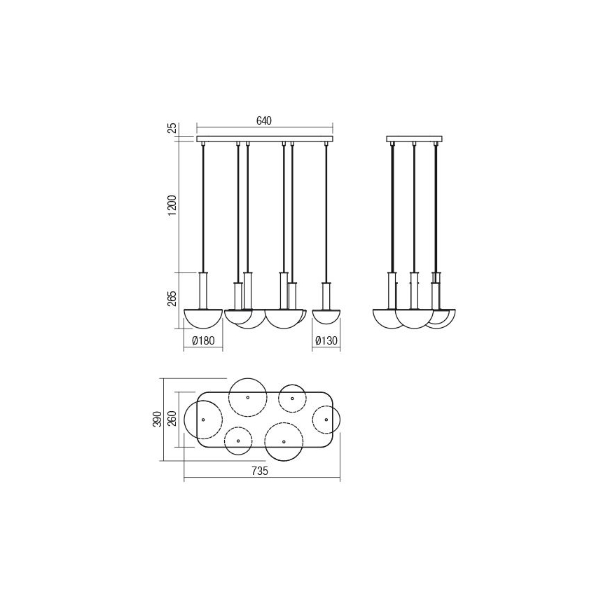 Redo 01-2476 - Lampadario a sospensione su cavo LUMIEN 6xG9/10W/230V oro/bianco
