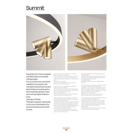 Redo 01-2490 - Lampadario LED a sospensione con filo SUMMIT LED/38W/230V CRI 90 diametro 61,6 cm oro